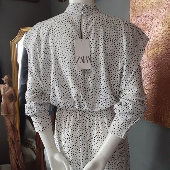 NWT Zara Ditsy Dot Midi Dress - Picture 11 of 14